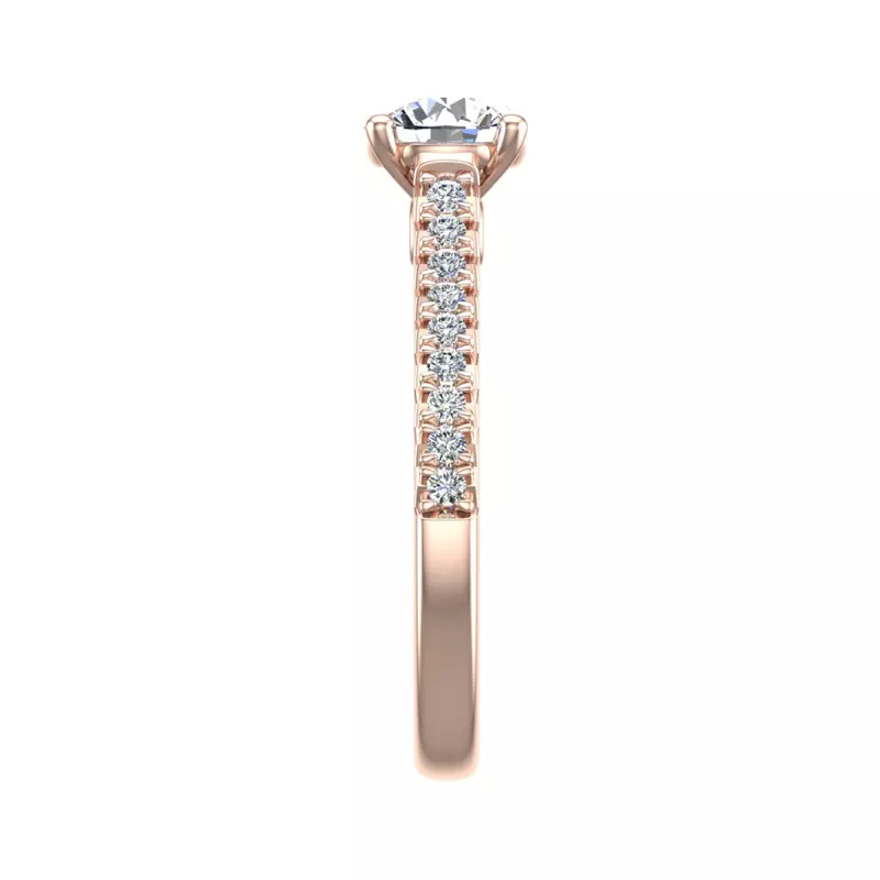 14K Rose Gold Gianna French Pave Cathedral Engagement Ring