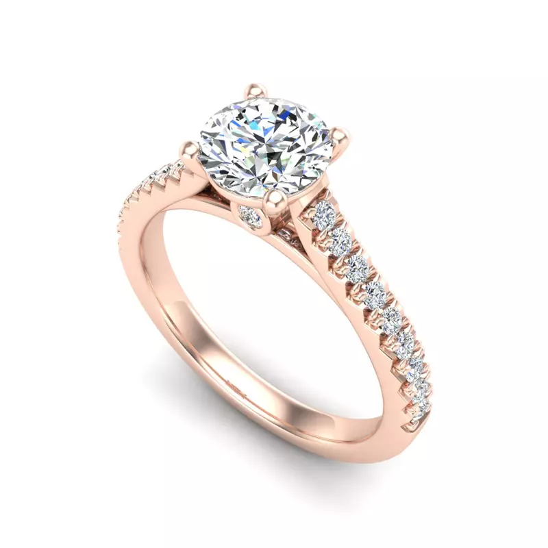 14K Rose Gold Gianna French Pave Cathedral Engagement Ring