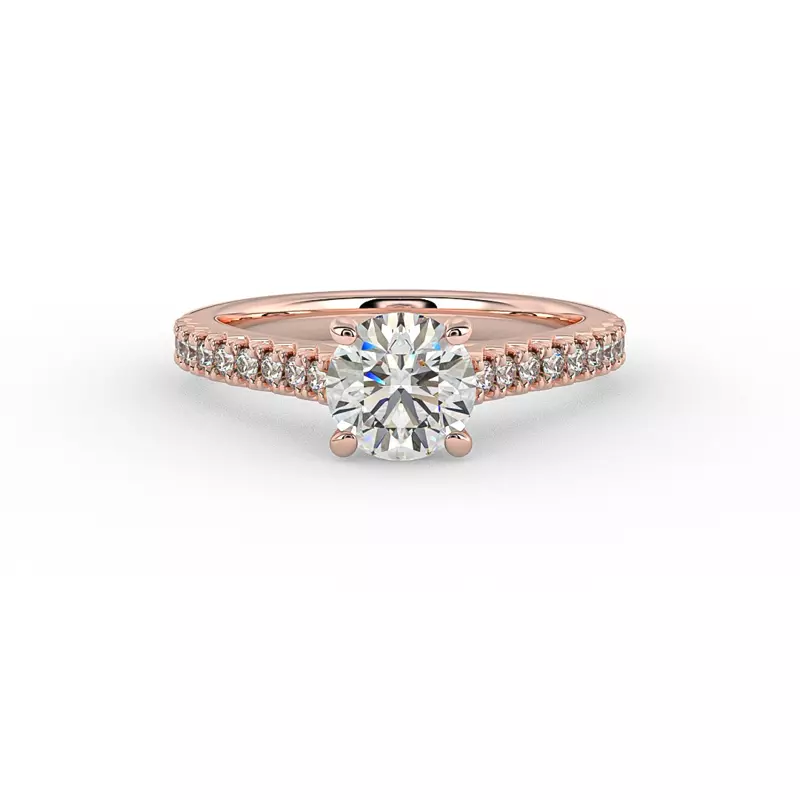 14K Rose Gold Gianna French Pave Cathedral Engagement Ring