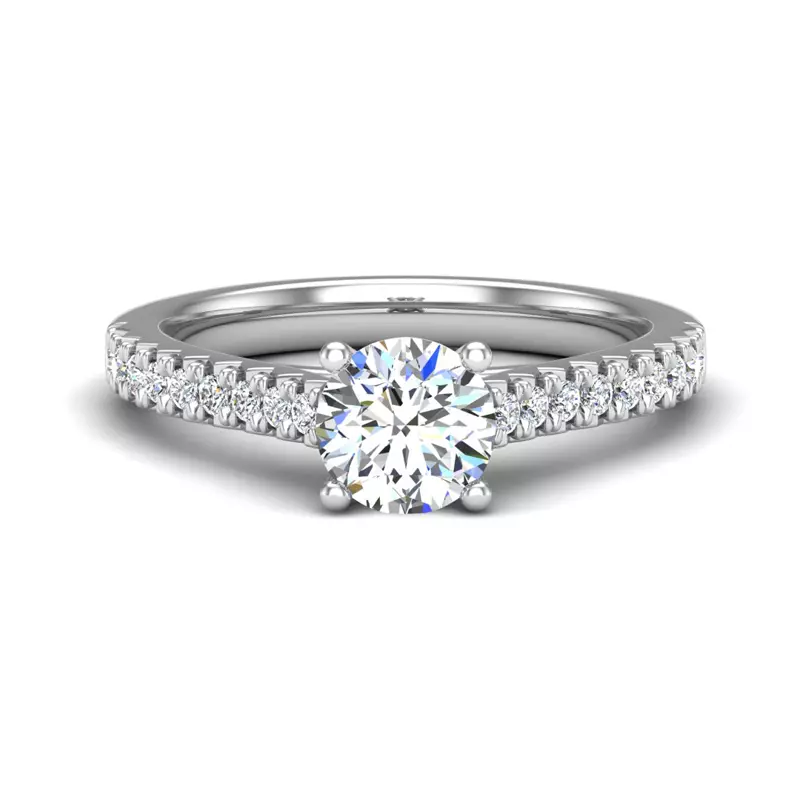 14K White Gold Gianna French Pave Cathedral Engagement Ring