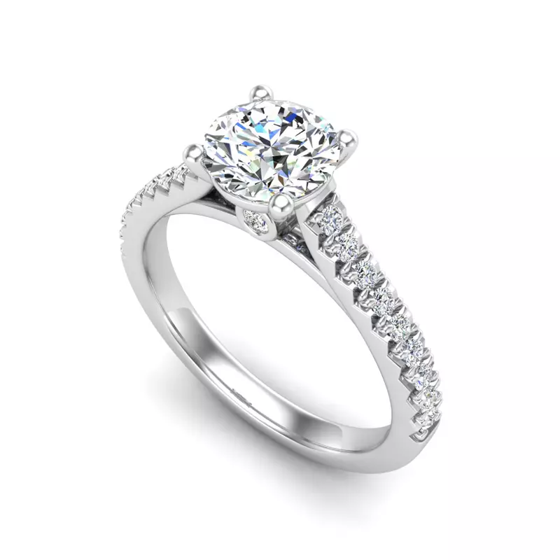 14K White Gold Gianna French Pave Cathedral Engagement Ring