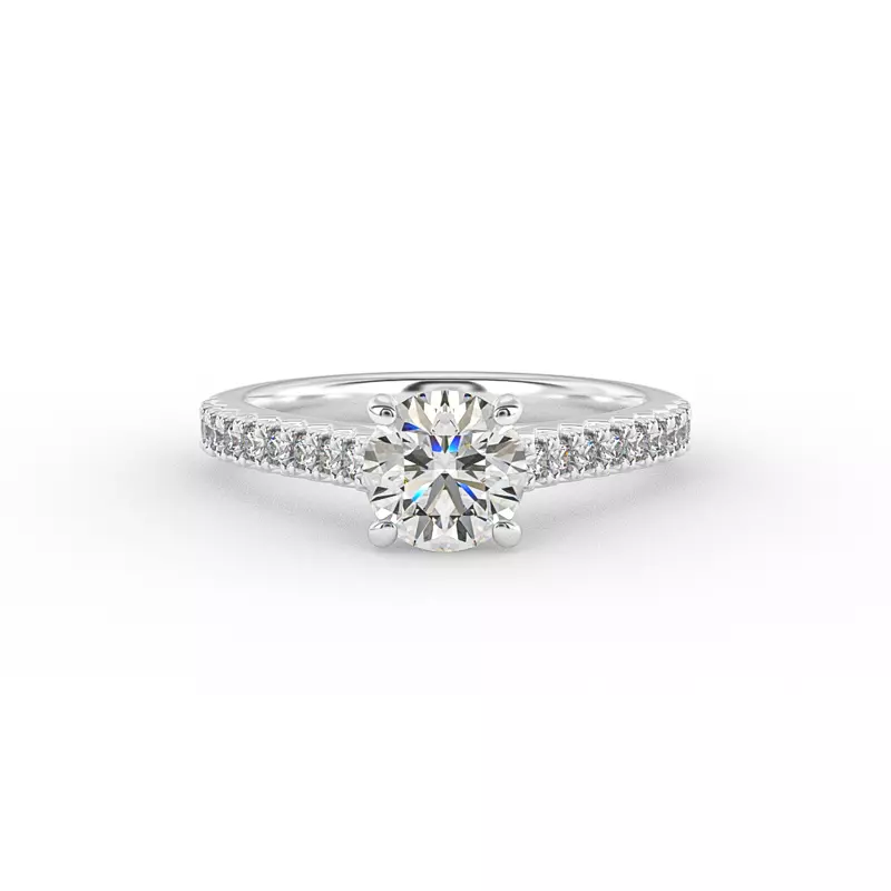 14K White Gold Gianna French Pave Cathedral Engagement Ring