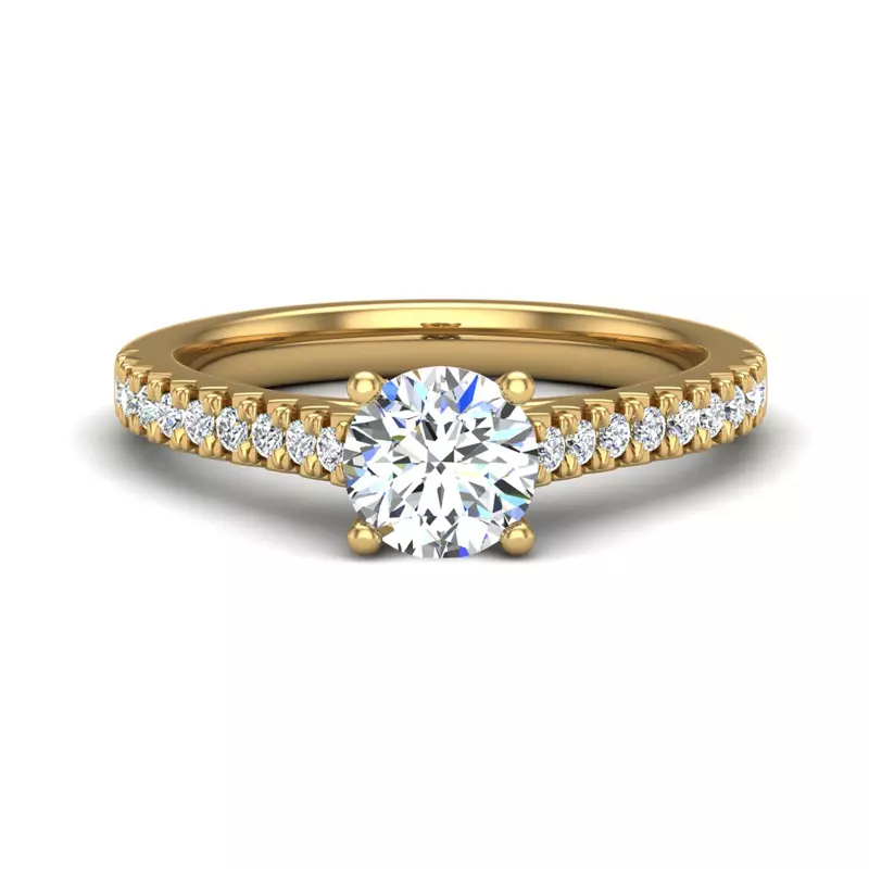 14K Yellow Gold Gianna French Pave Cathedral Engagement Ring