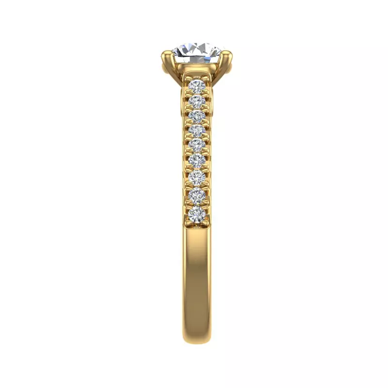 14K Yellow Gold Gianna French Pave Cathedral Engagement Ring