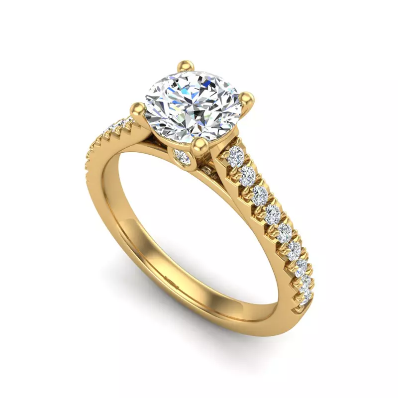 14K Yellow Gold Gianna French Pave Cathedral Engagement Ring