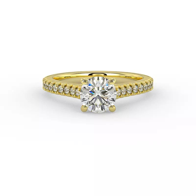 14K Yellow Gold Gianna French Pave Cathedral Engagement Ring