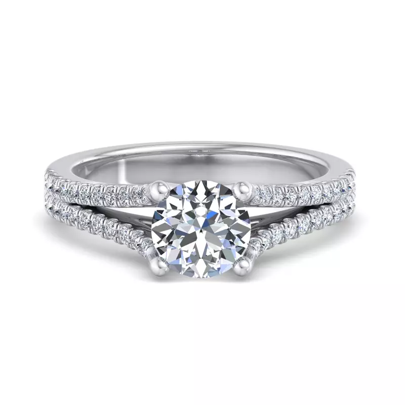 14K White Gold Linnea Split Shank Pave Engagement Ring