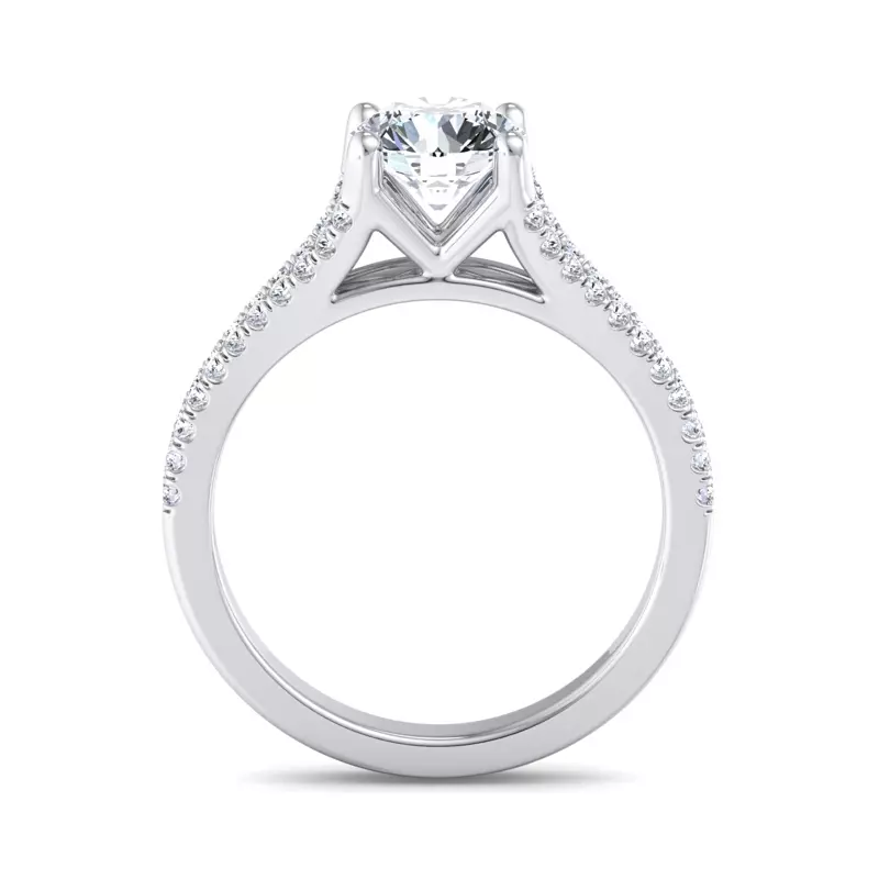 14K White Gold Linnea Split Shank Pave Engagement Ring