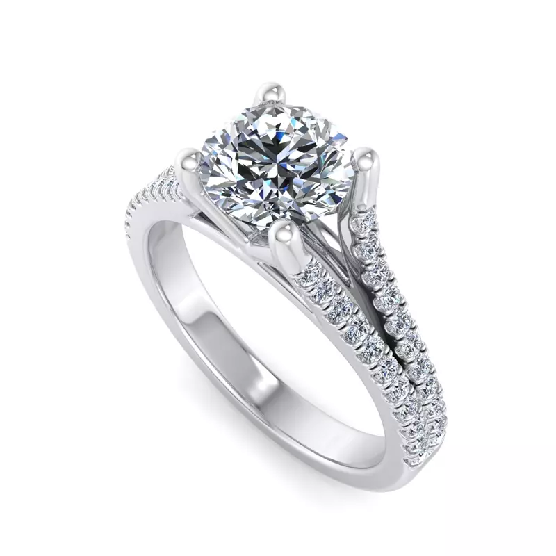 14K White Gold Linnea Split Shank Pave Engagement Ring