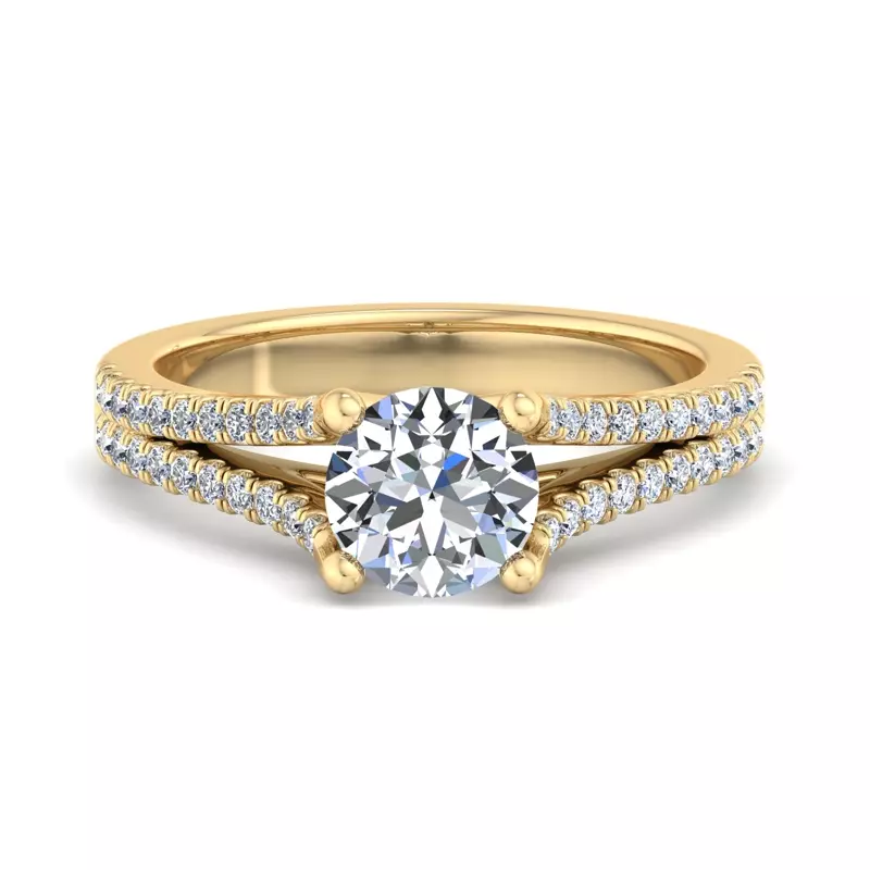 18K Yellow Gold Linnea Split Shank Pave Engagement Ring