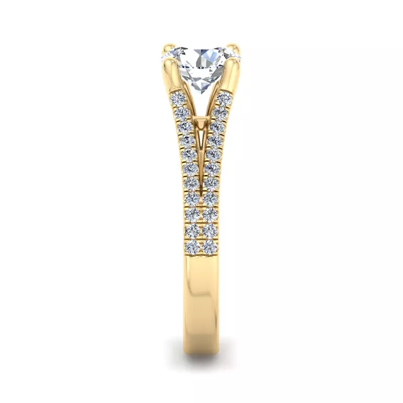 18K Yellow Gold Linnea Split Shank Pave Engagement Ring