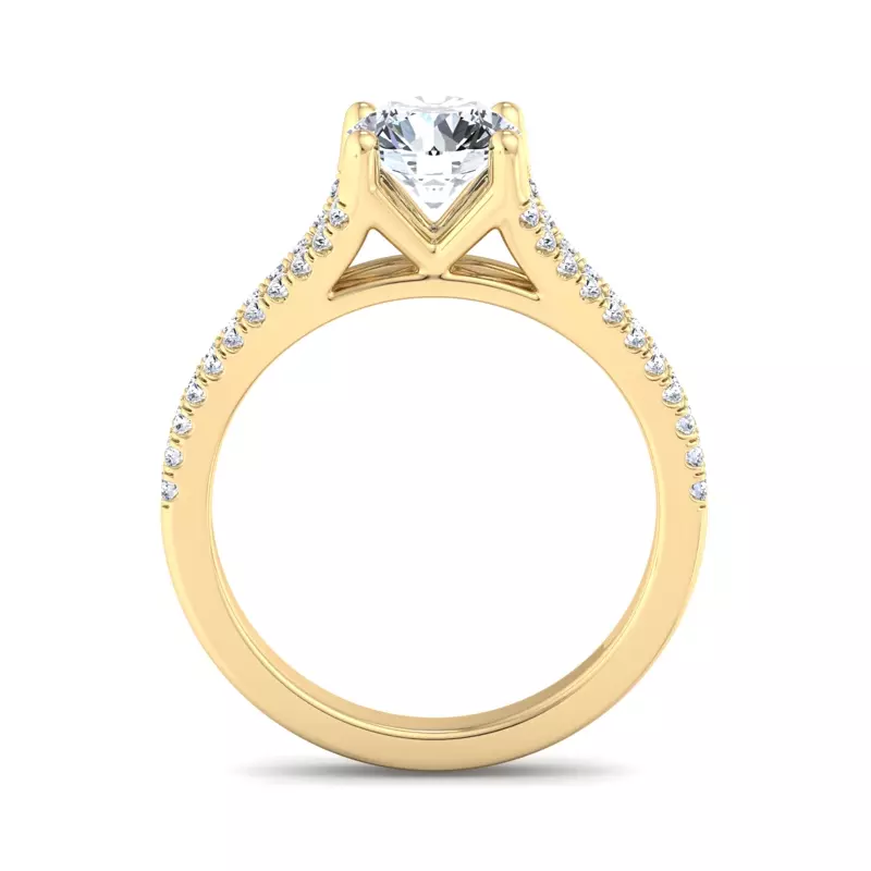 18K Yellow Gold Linnea Split Shank Pave Engagement Ring