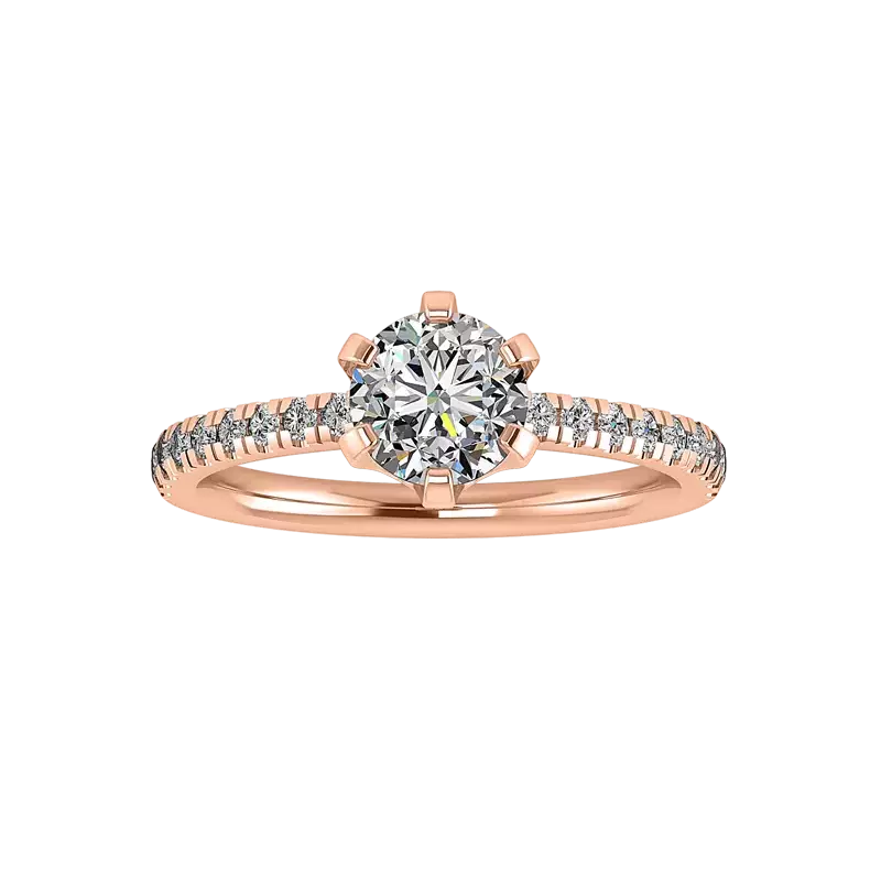 14K Rose Gold Noa Pavé Sculpted 6-Prong Engagement Ring