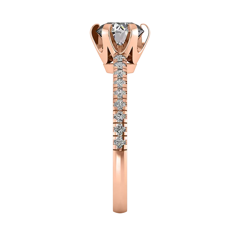 14K Rose Gold Noa Pavé Sculpted 6-Prong Engagement Ring