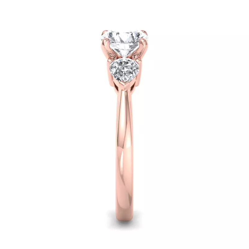 14K Rose Gold Madison Three Stone Pear Engagement Ring