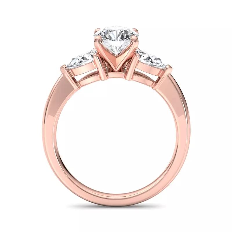 14K Rose Gold Madison Three Stone Pear Engagement Ring