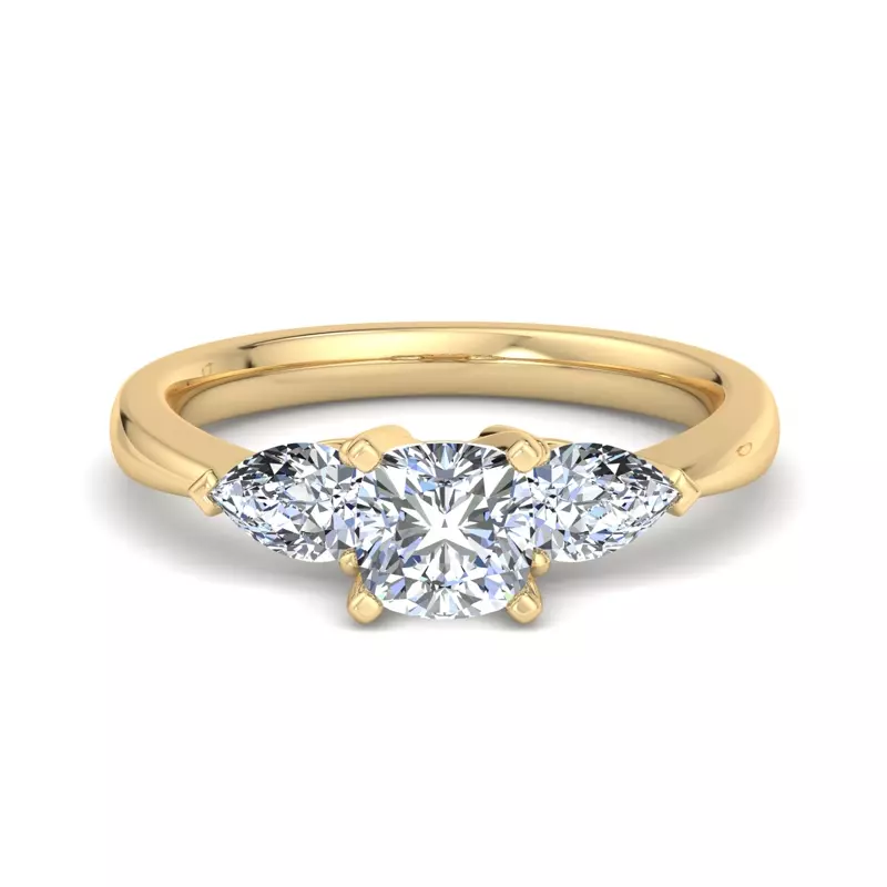14K Yellow Gold Madison Three-Stone Pear Engagement Ring