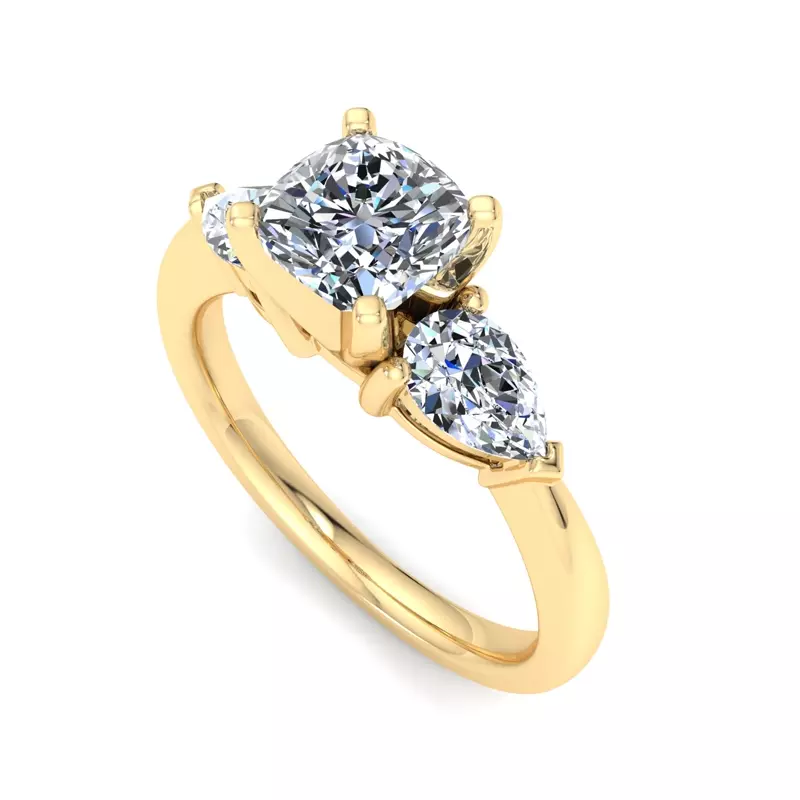 14K Yellow Gold Madison Three-Stone Pear Engagement Ring