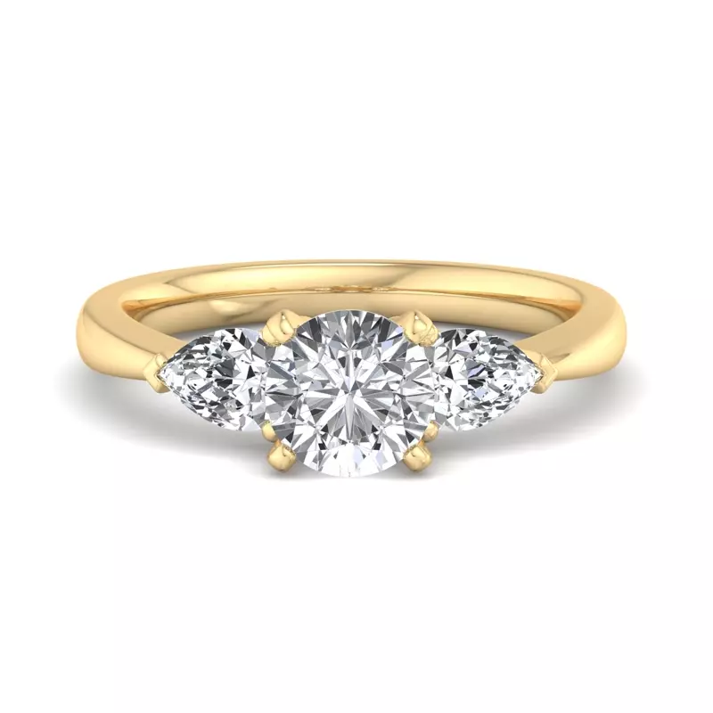 14K Yellow Gold Madison Three Stone Pear Engagement Ring