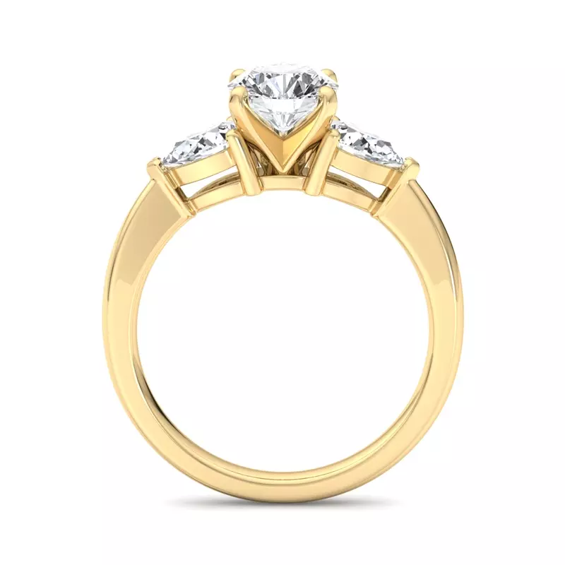 14K Yellow Gold Madison Three Stone Pear Engagement Ring