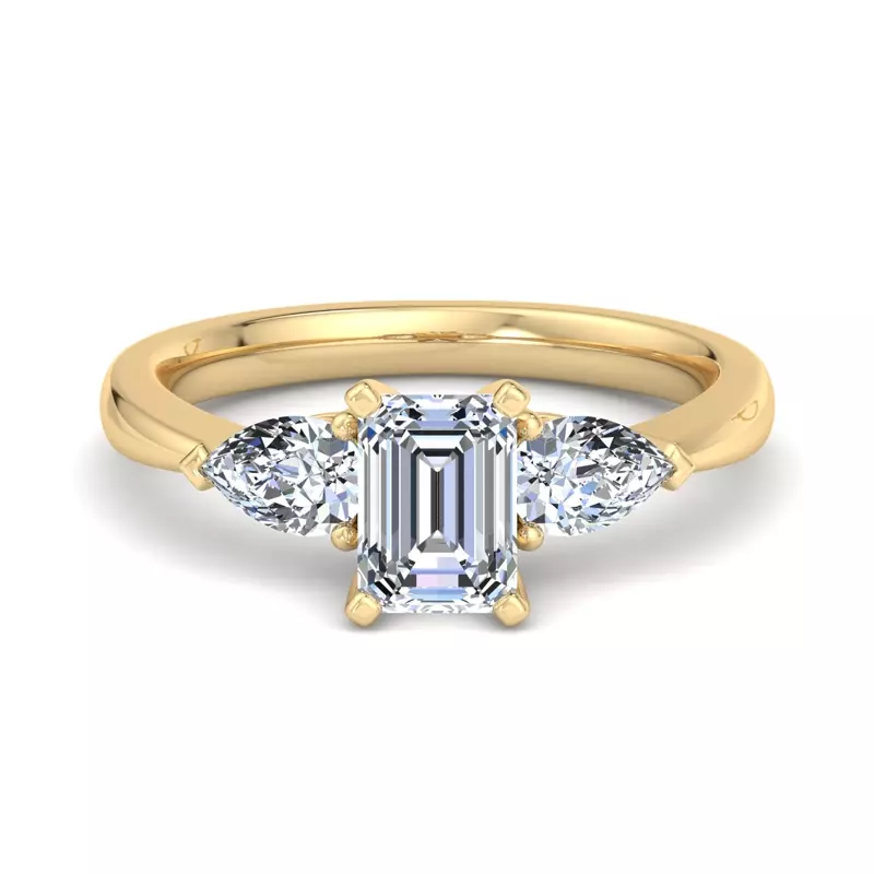 14K Yellow Gold Madison Three-Stone Pear Engagement Ring