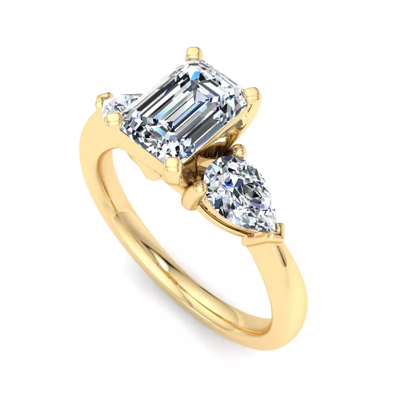 14K Yellow Gold Madison Three-Stone Pear Engagement Ring