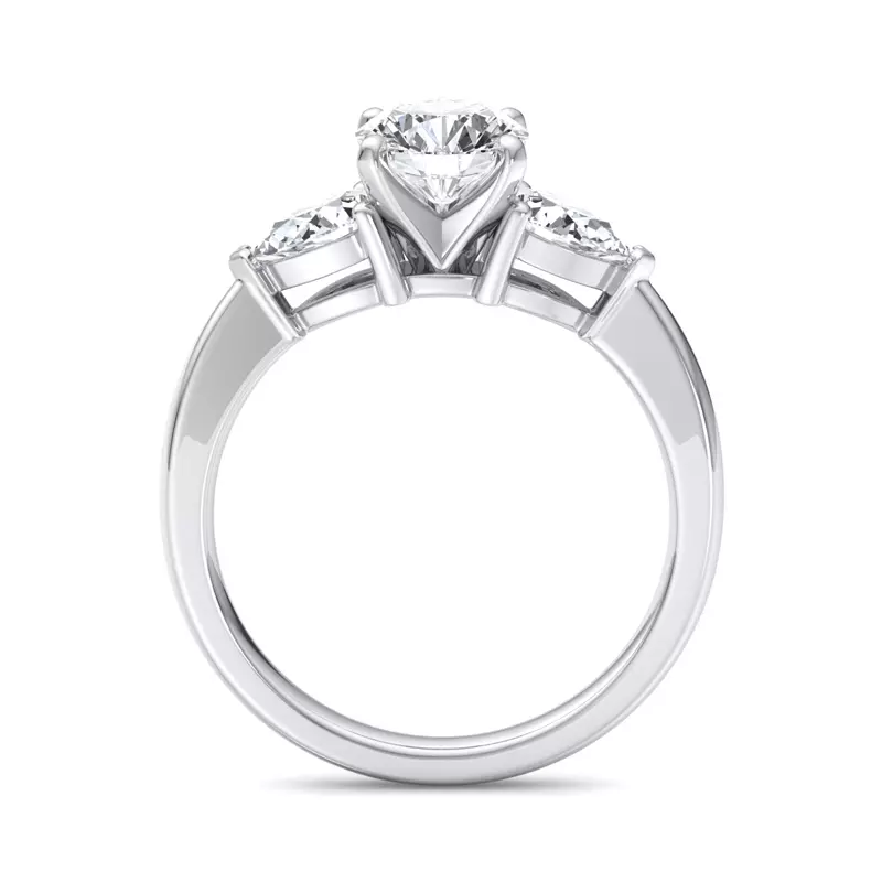 14K White Gold Madison Three-Stone Lab Pear Engagement Ring
