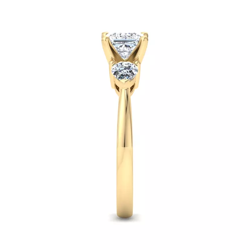 18K Yellow Gold Madison Three-Stone Lab Pear Engagement Ring