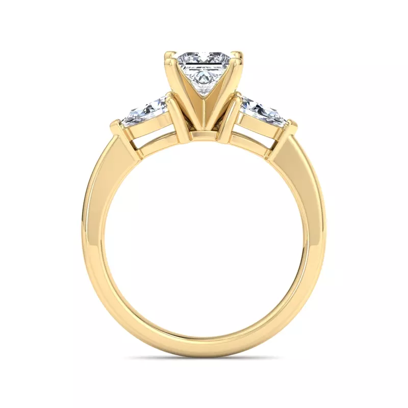 18K Yellow Gold Madison Three-Stone Lab Pear Engagement Ring