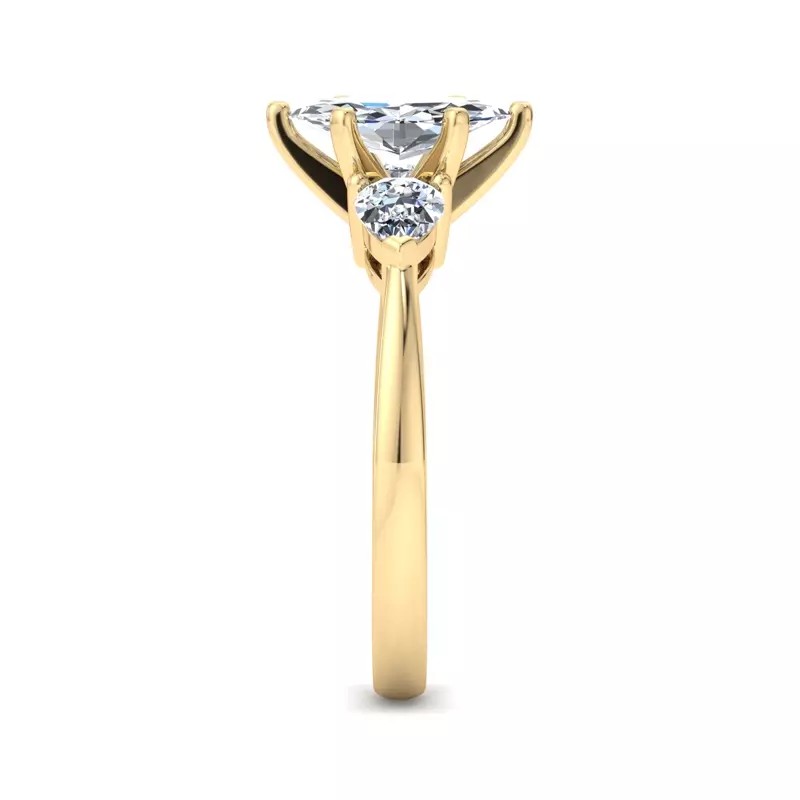 18K Yellow Gold Madison Three-Stone Lab Pear Engagement Ring