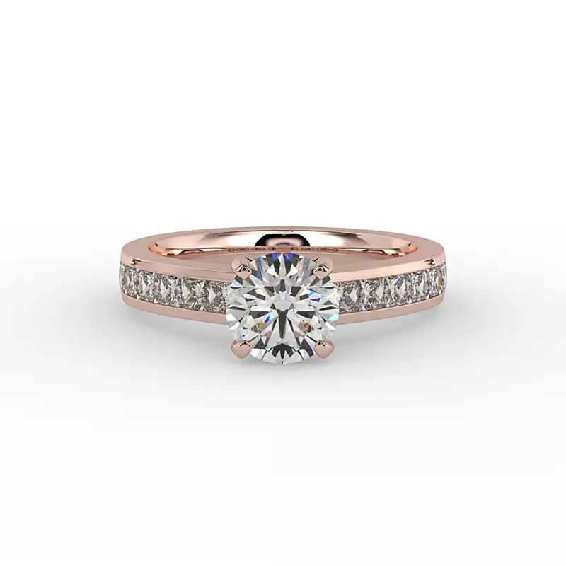 14K Rose Gold Noelle Channel-Set Princess-Cut Engagement Ring