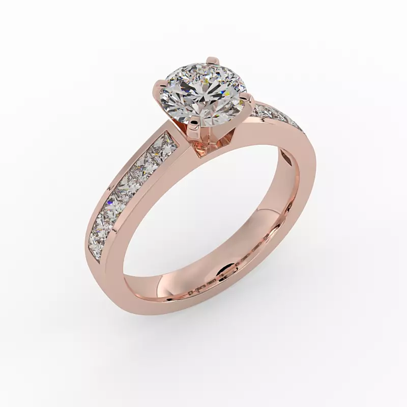 14K Rose Gold Noelle Channel-Set Princess-Cut Engagement Ring