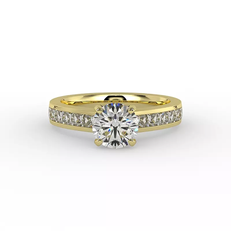 14K Yellow Gold Noelle Channel-Set Princess-Cut Engagement Ring