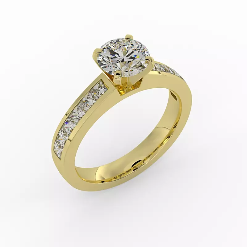 14K Yellow Gold Noelle Channel-Set Princess-Cut Engagement Ring
