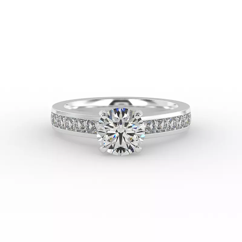 Platinum Noelle Channel-Set Princess-Cut Engagement Ring