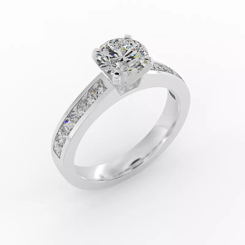 Platinum Noelle Channel-Set Princess-Cut Engagement Ring