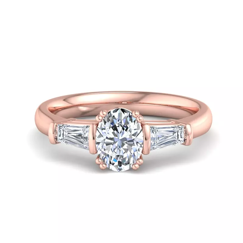 14K Rose Gold Halle Tapered Baguette Engagement Ring