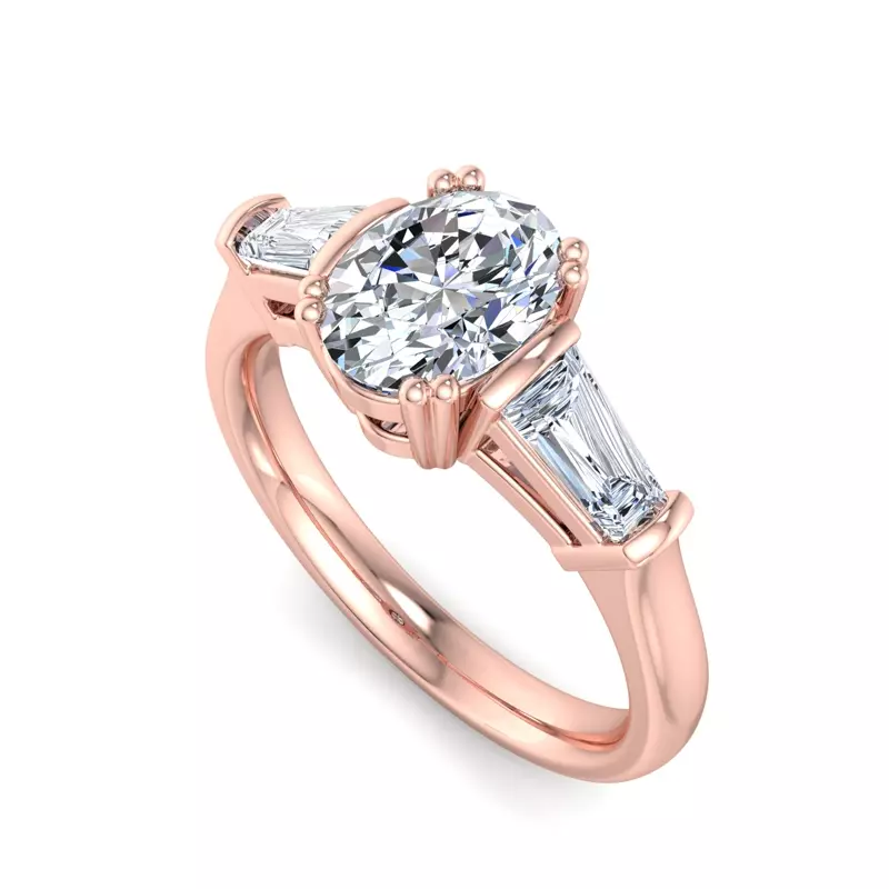 14K Rose Gold Halle Tapered Baguette Engagement Ring