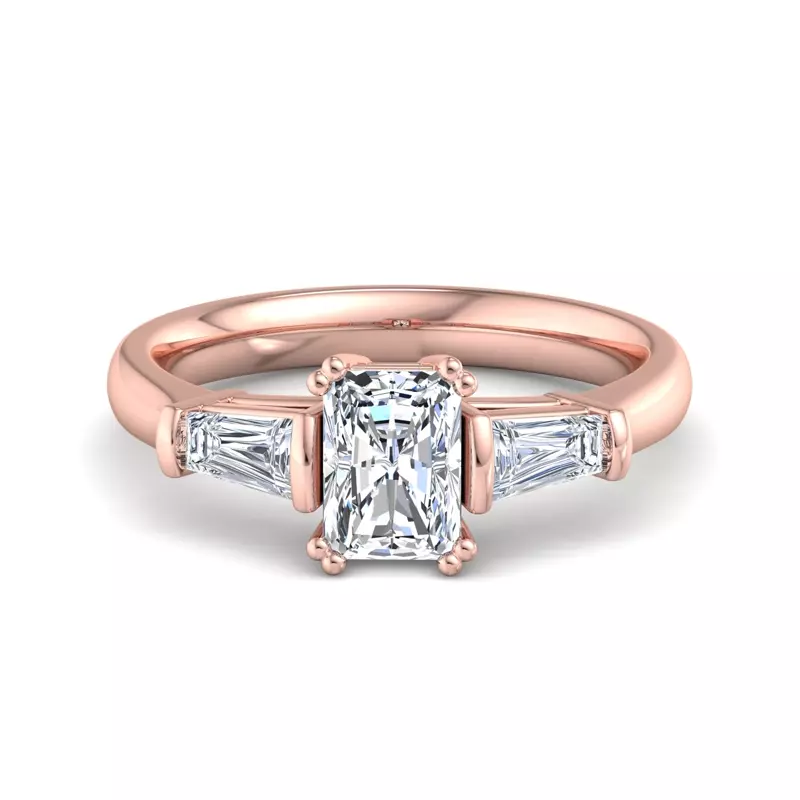 14K Rose Gold Halle Tapered Baguette Engagement Ring