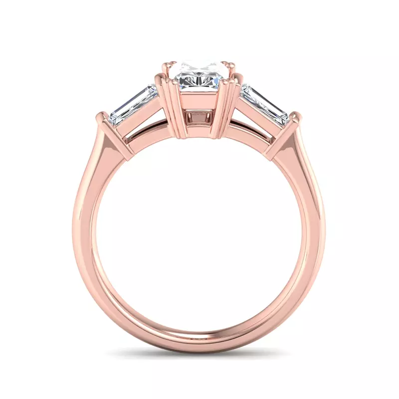 14K Rose Gold Halle Tapered Baguette Engagement Ring