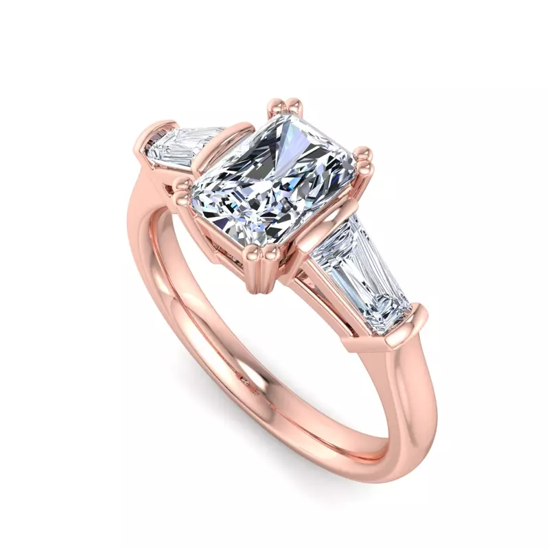 14K Rose Gold Halle Tapered Baguette Engagement Ring