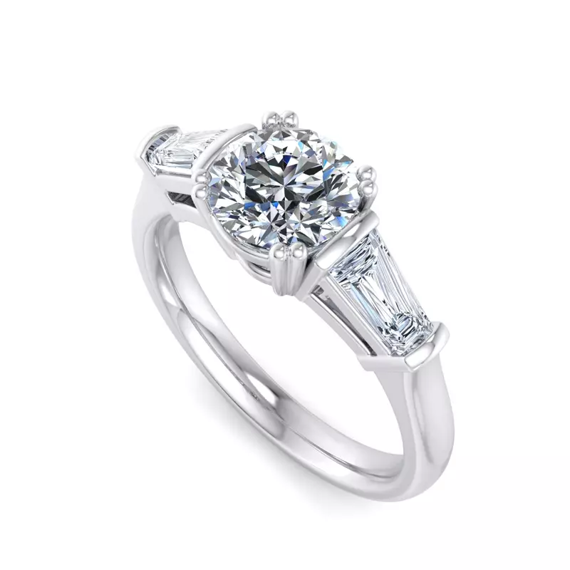 18K White Gold Halle Tapered Baguette