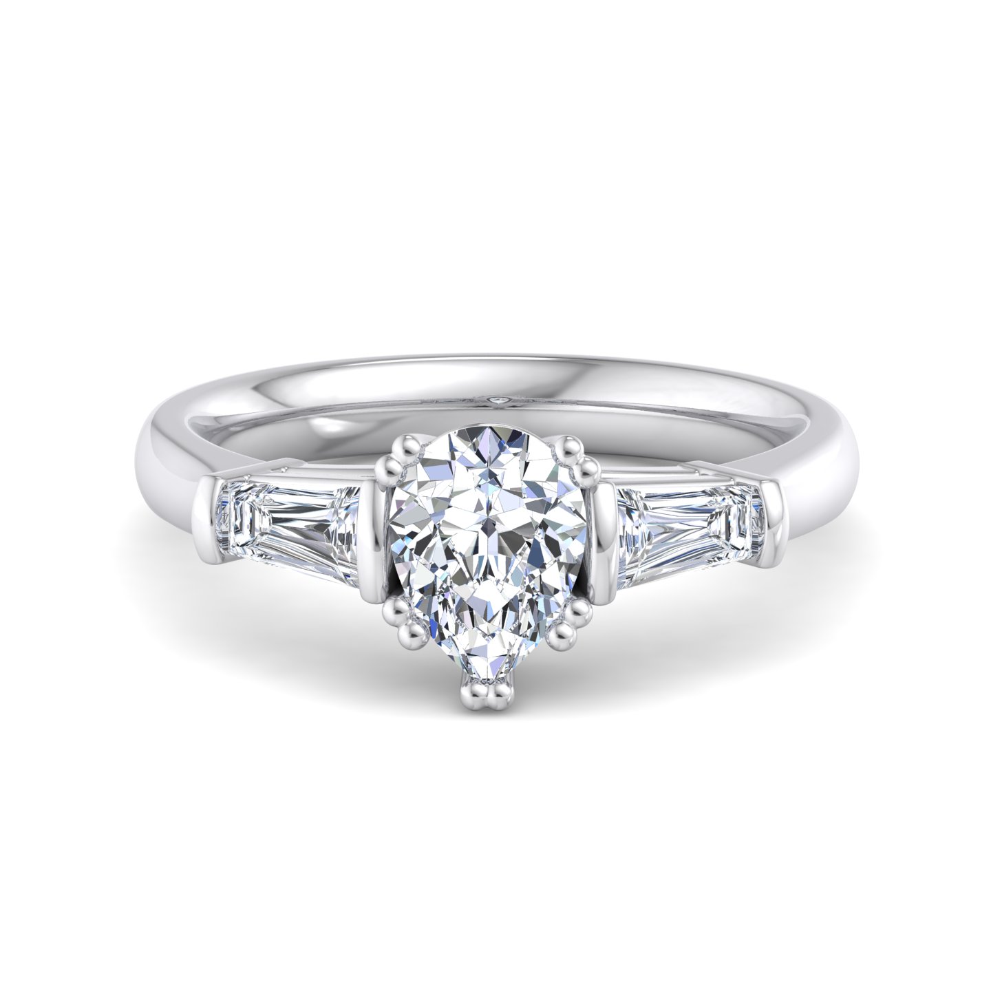 18K White Gold Halle Tapered Baguette Engagement Ring