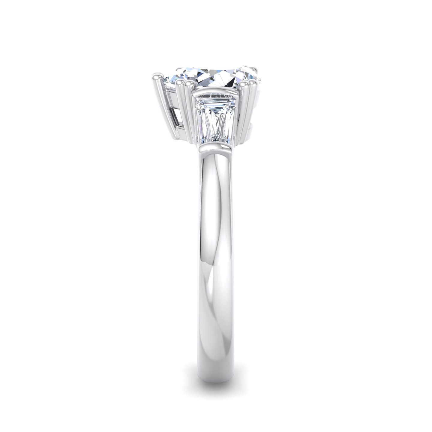 18K White Gold Halle Tapered Baguette Engagement Ring