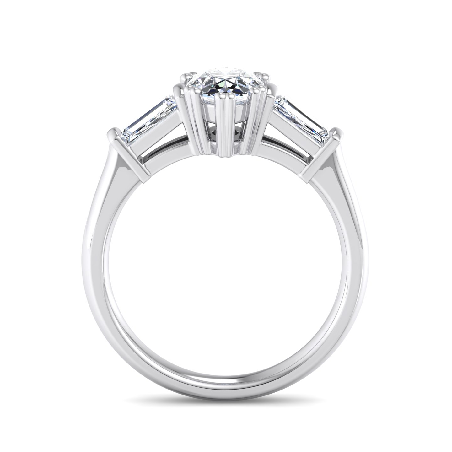 18K White Gold Halle Tapered Baguette Engagement Ring