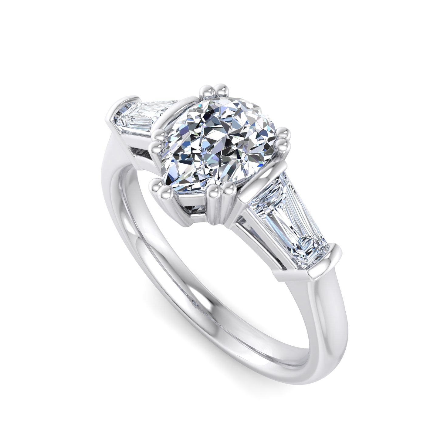 18K White Gold Halle Tapered Baguette Engagement Ring
