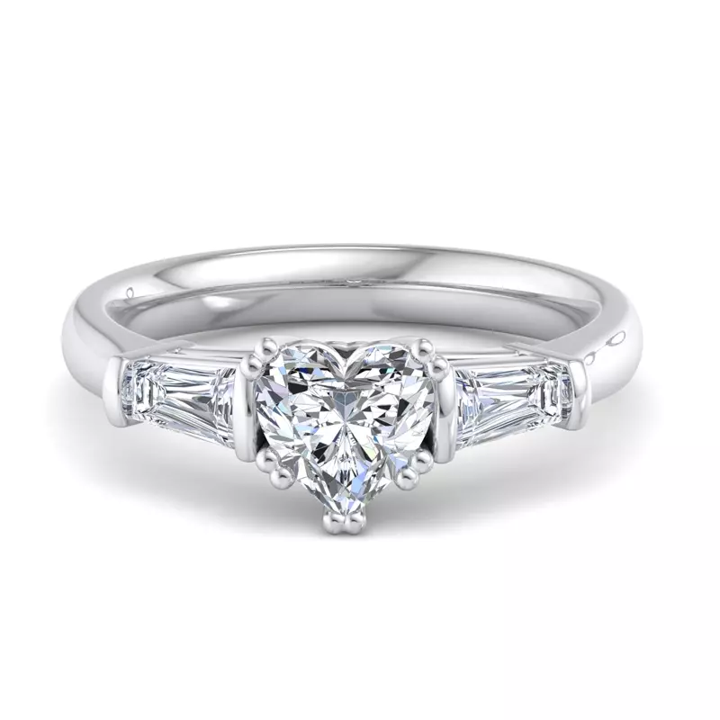 18K White Gold Halle Tapered Baguette Engagement Ring