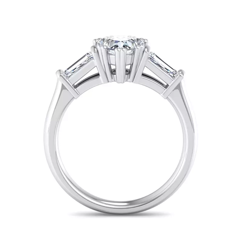 18K White Gold Halle Tapered Baguette Engagement Ring