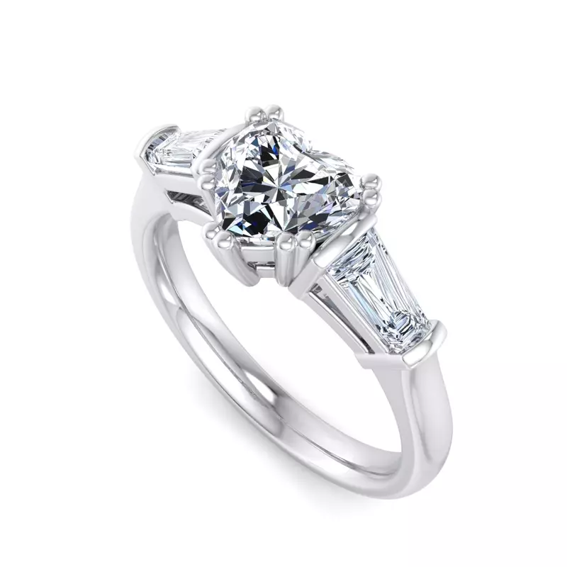18K White Gold Halle Tapered Baguette Engagement Ring