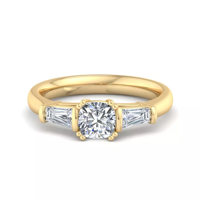 18K Yellow Gold Halle Tapered Baguette Engagement Ring